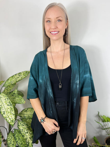 Teal/black ombre cardigan