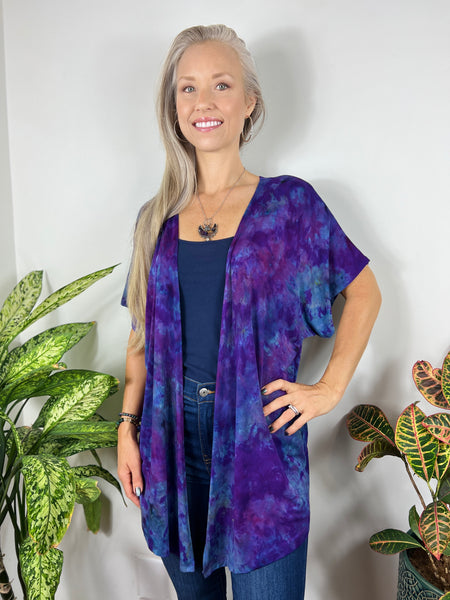 Reverse rainbow dolman cardigan