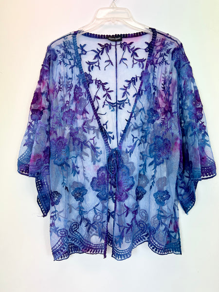 Embroidered dolman cardigan with ties