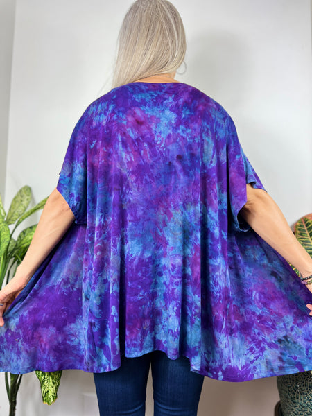 Reverse rainbow dolman cardigan