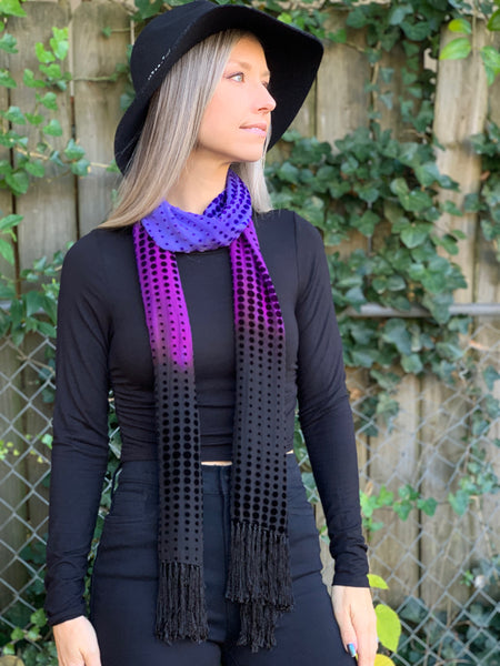 Velvet fringe scarf
