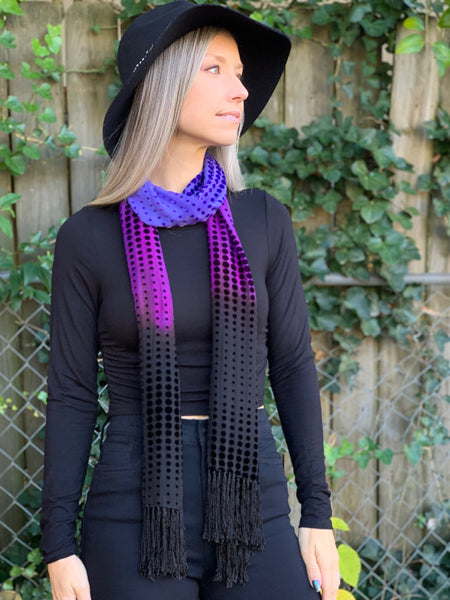 Floral Velvet fringe scarf