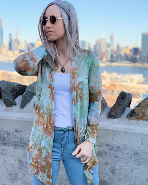 Purple/black stretch cardigan