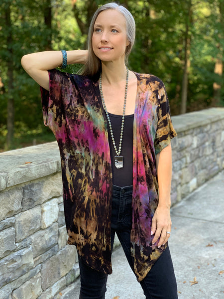 Reverse rainbow dolman cardigan