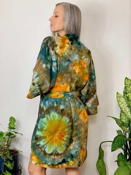 Sunlit forest kimono robe