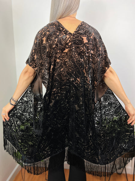 Paisley velvet kimono