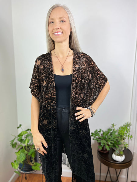 Paisley velvet kimono
