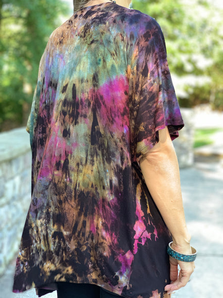 Reverse rainbow dolman cardigan