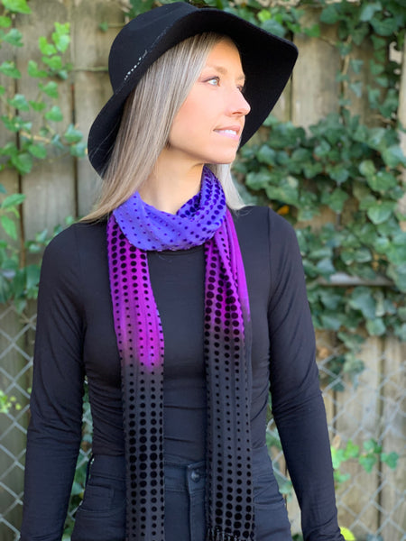 Floral Velvet fringe scarf