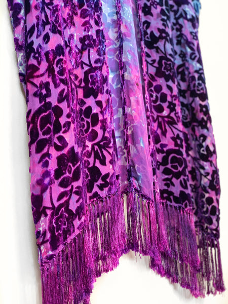 Floral velvet kimono