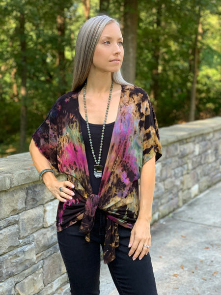 Reverse rainbow dolman cardigan