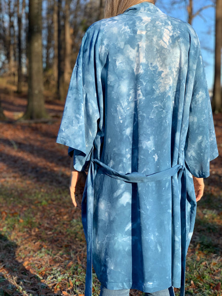 Clear blue kimono robe