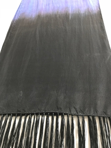 Fringe silk scarf (blk/white)