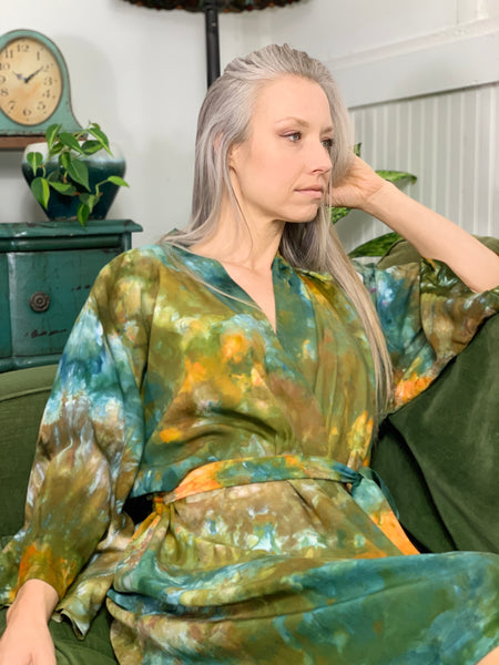 Sunlit forest kimono robe