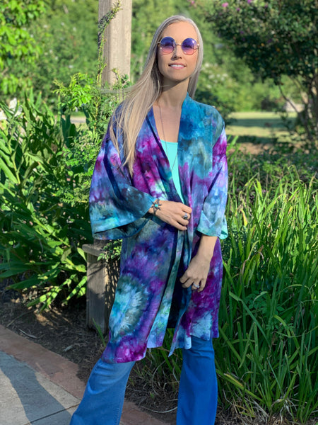 Sunlit forest kimono robe