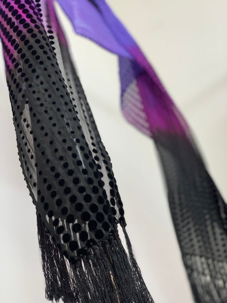 Floral Velvet fringe scarf