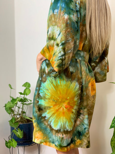 Sunlit forest kimono robe