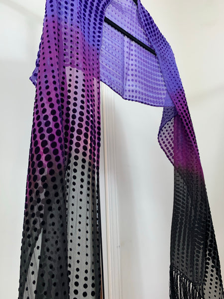 Floral Velvet fringe scarf