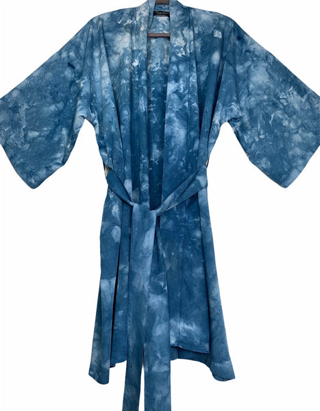 Clear blue kimono robe