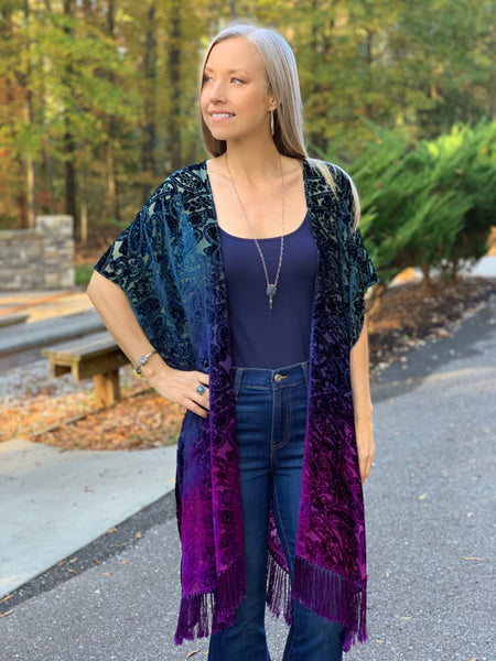 Paisley velvet kimono