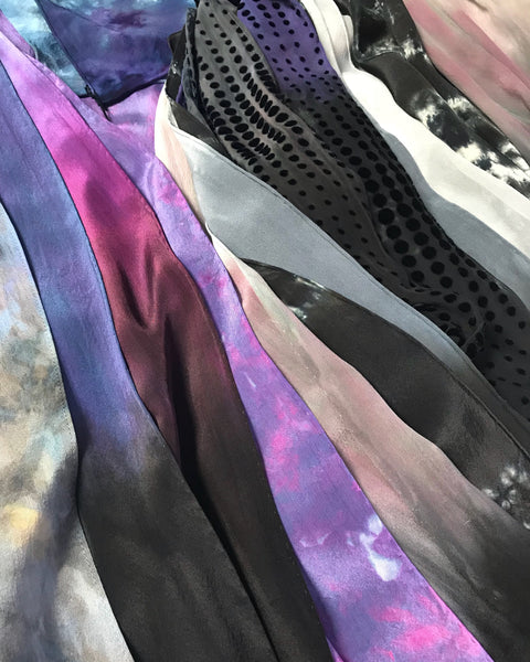 Fringe silk scarf (blk/white)