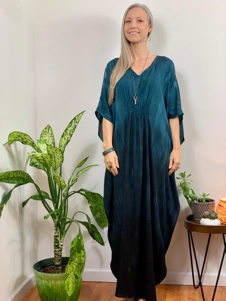 Teal/black ombré maxi