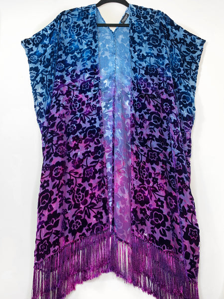 Floral velvet kimono