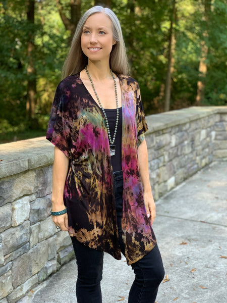 Reverse rainbow dolman cardigan