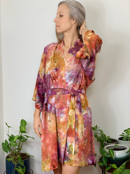 Sunlit forest kimono robe