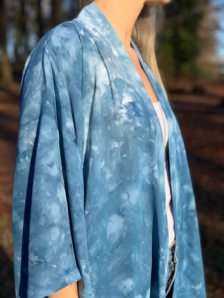 Clear blue kimono robe