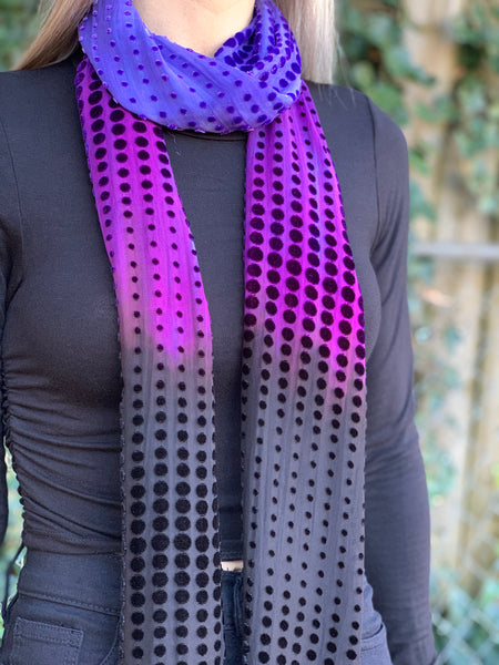 Floral Velvet fringe scarf