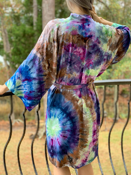 Sunlit forest kimono robe