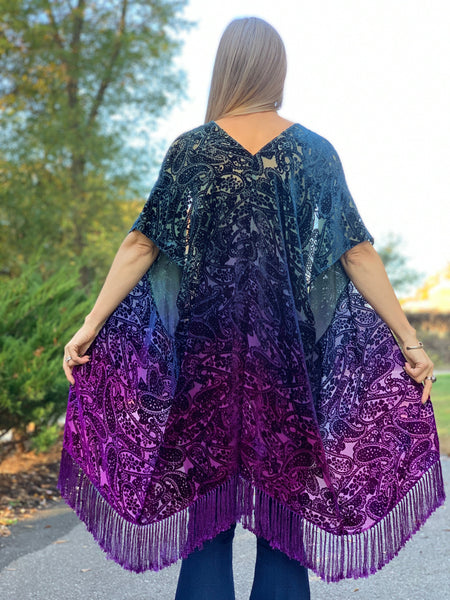 Paisley velvet kimono