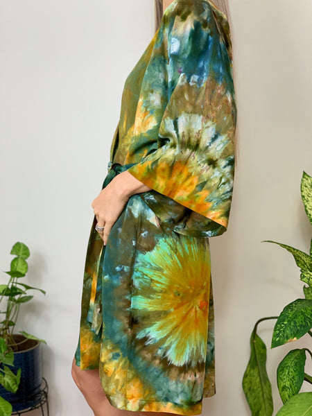 Sunlit forest kimono robe