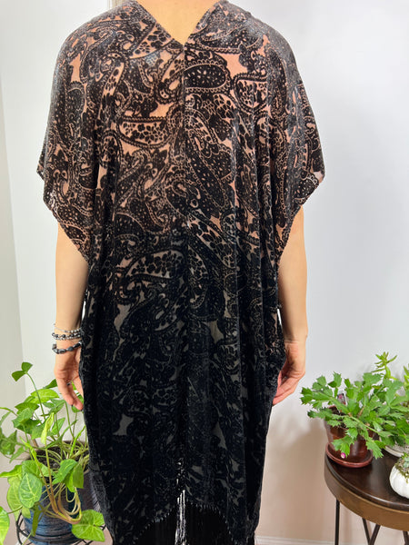 Paisley velvet kimono