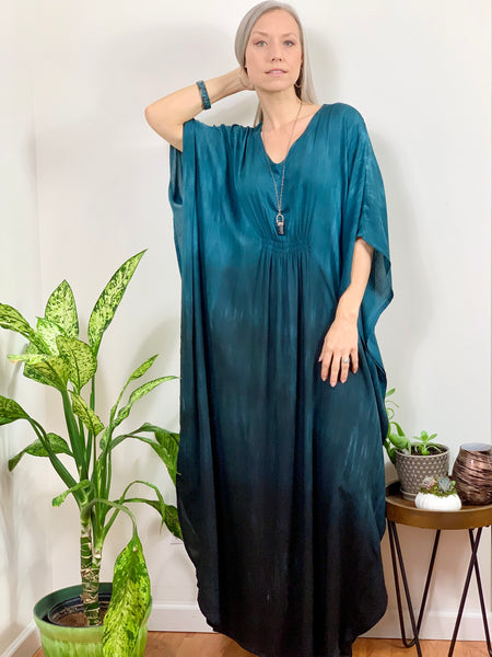 Teal/black ombré maxi