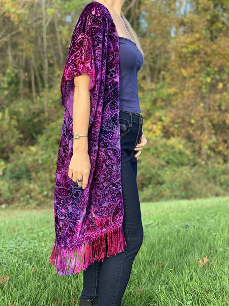 Paisley velvet kimono