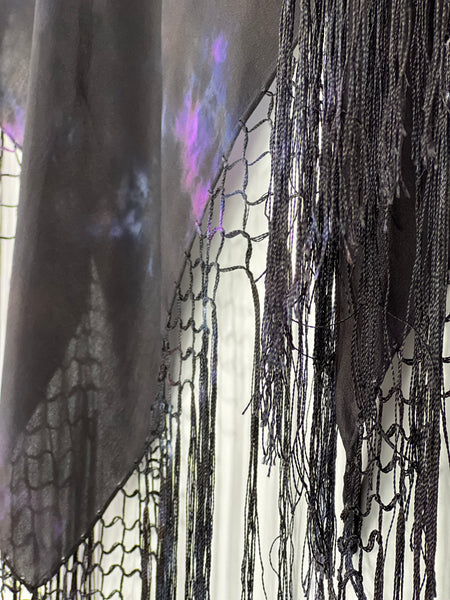 Triangular fringe shawl