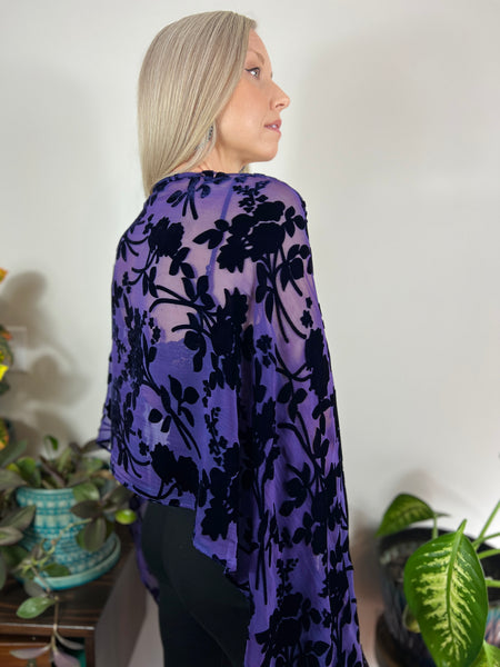 Floral velvet shawl