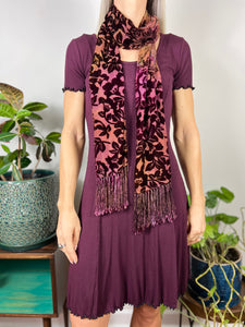 Floral Velvet fringe scarf