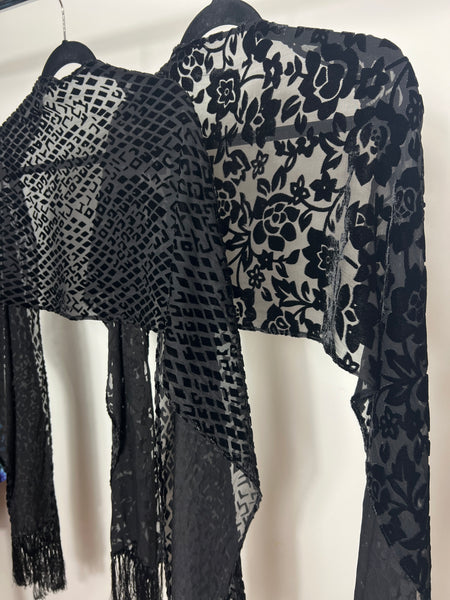 Animal print fringe scarf
