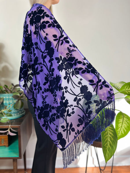 Floral velvet shawl
