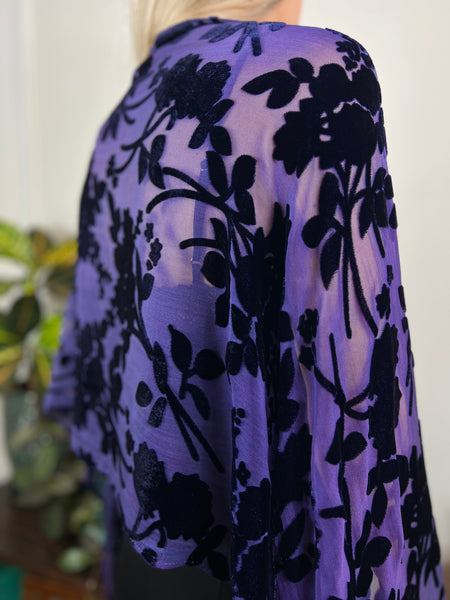 Floral velvet shawl