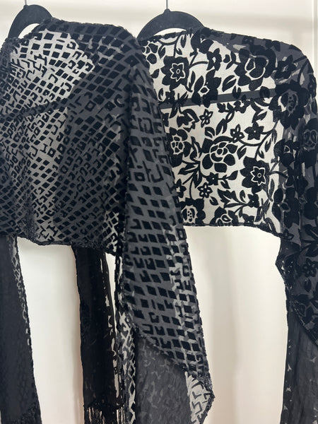 Animal print fringe scarf