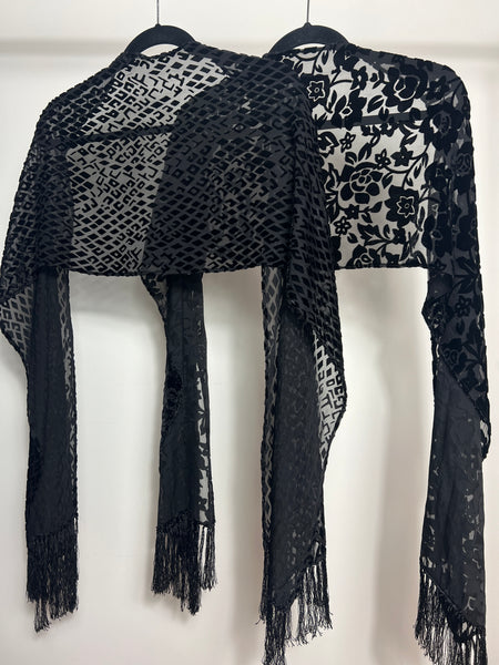 Animal print fringe scarf