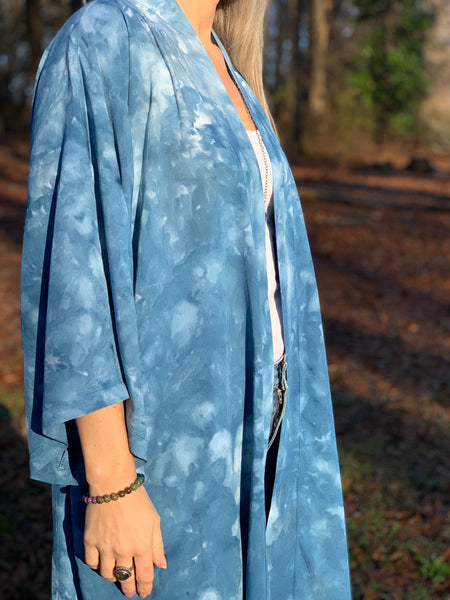 Clear blue kimono robe