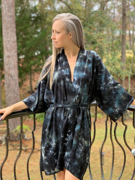 Sunlit forest kimono robe